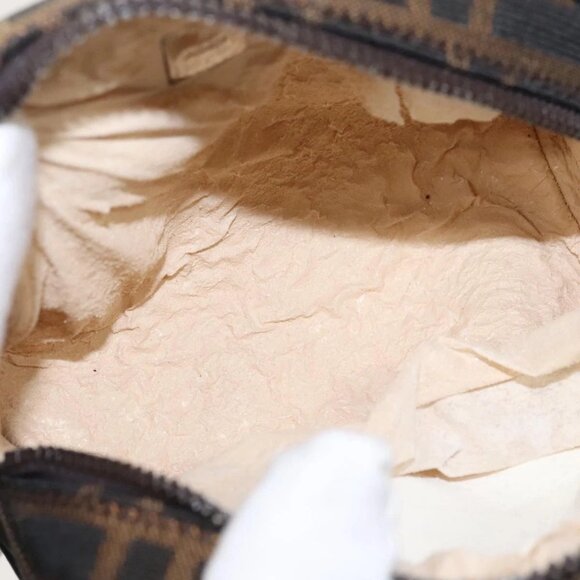 FENDI Zucca Canvas Pouch Brown Black Silver Auth - Picture 10 of 16